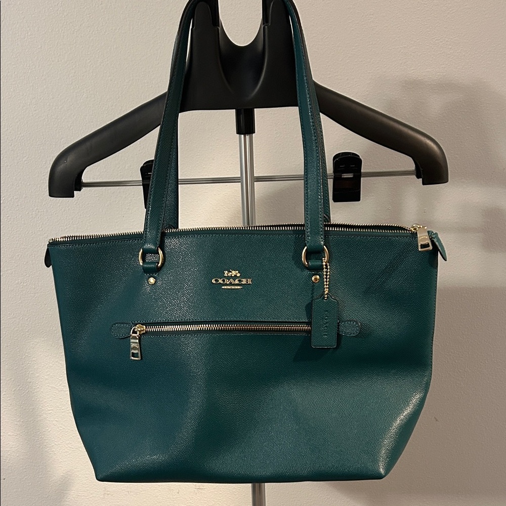 Coach Teal Zip-Top Tote